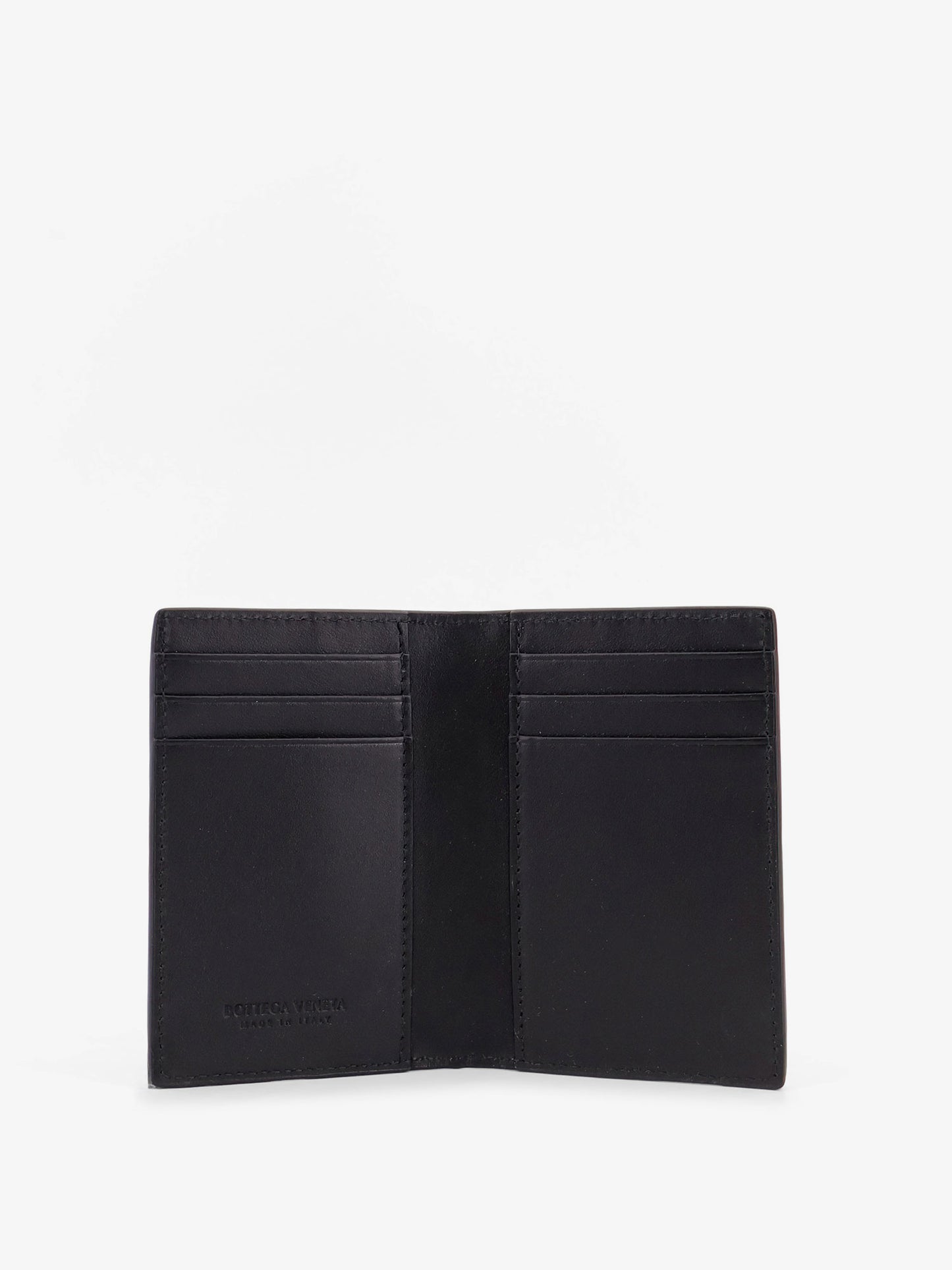 Leather card holder with Intrecciato pattern