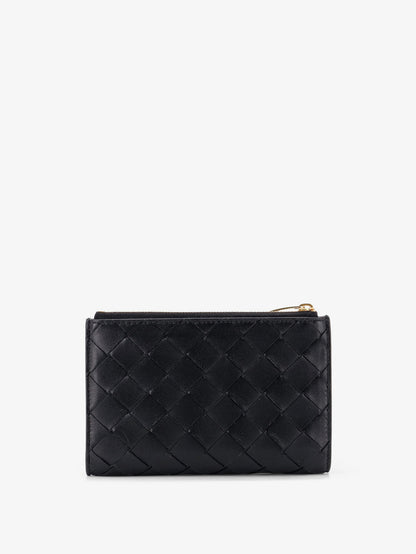 Leather wallet with Intrecciato pattern thumbnail