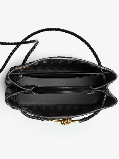 Andiamo Small leather crossbody bag with Intrecciato motif thumbnail