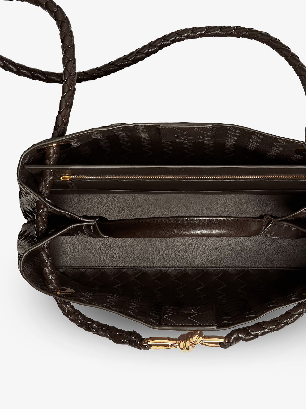Andiamo leather handbag with Intrecciato pattern