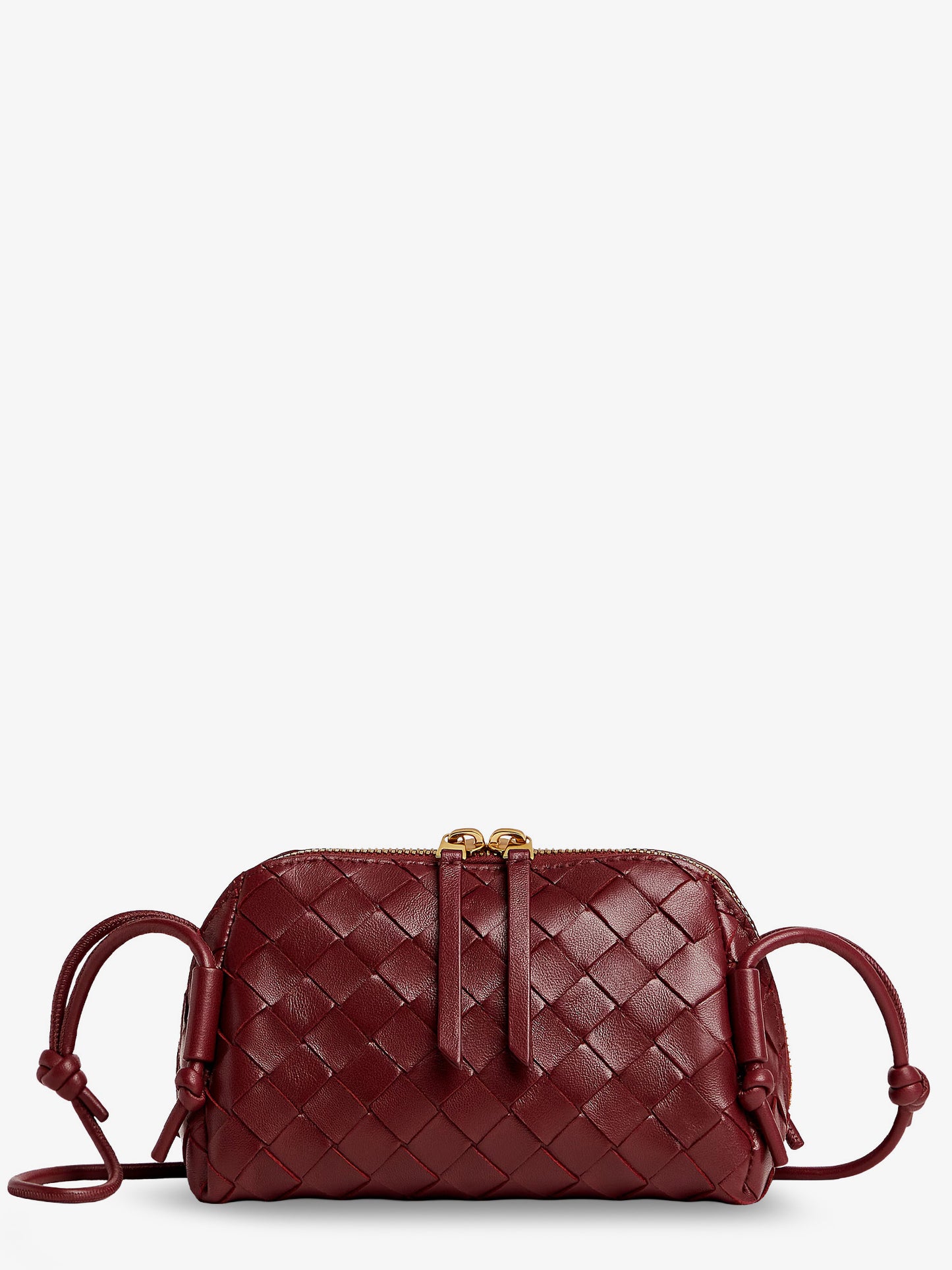 Concert Pouch Leather Shoulder Bag with Intrecciato Pattern