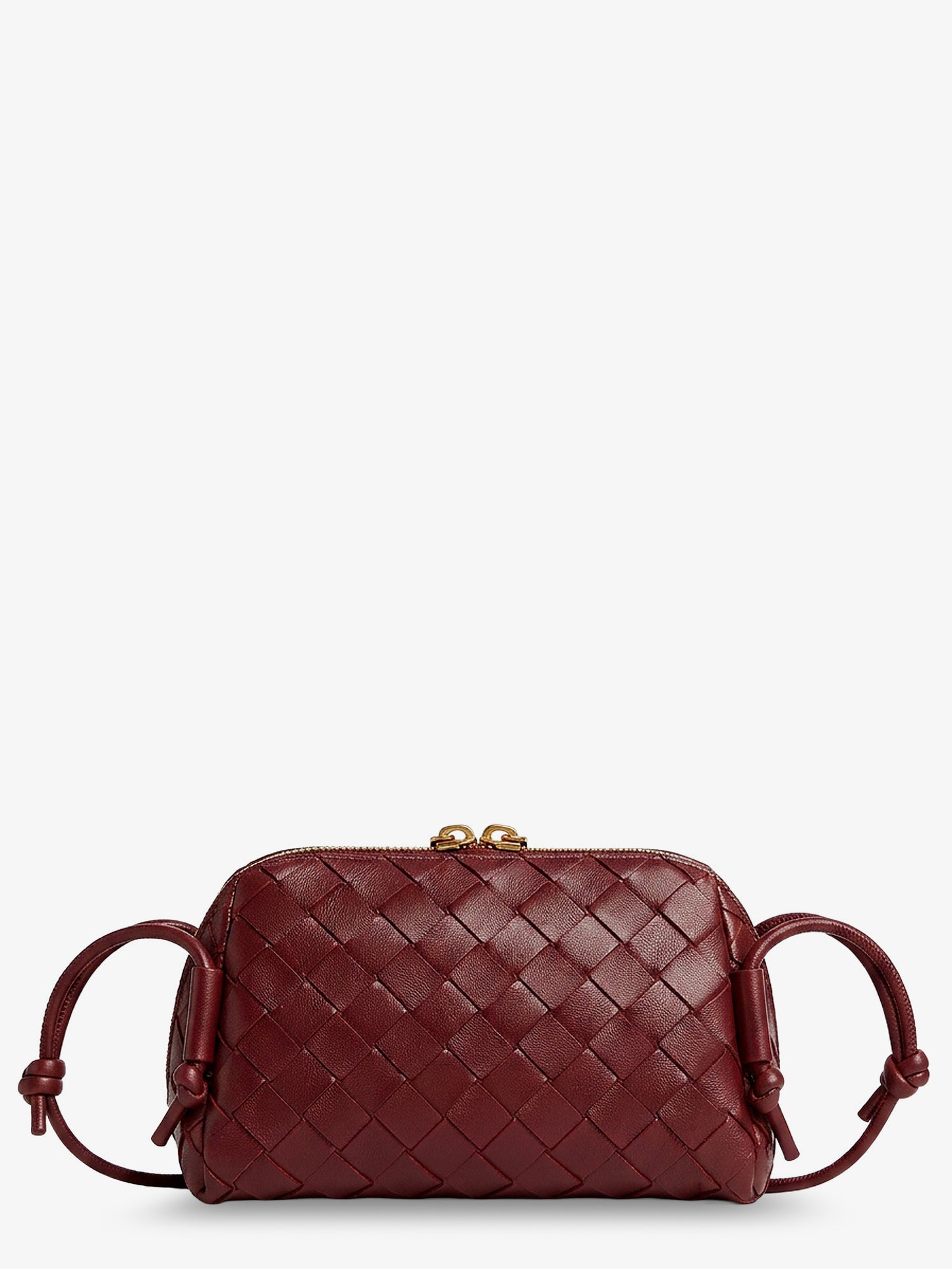 Concert Pouch Leather Shoulder Bag with Intrecciato Pattern