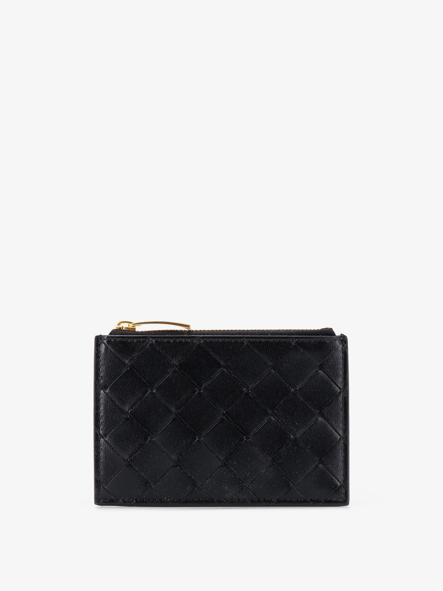 Leather card holder with Intrecciato motif