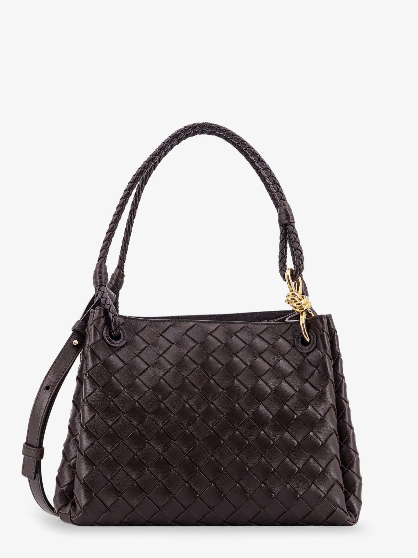 Borsa a spalla Parachute in pelle con motivo Intrecciato e dettaglio Knot
