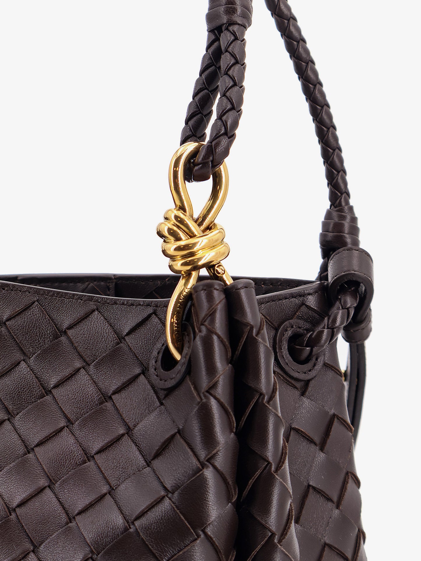 Borsa a spalla Parachute in pelle con motivo Intrecciato e dettaglio Knot