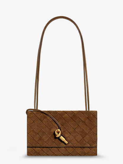 Suede crossbody bag with Intrecciato motif thumbnail