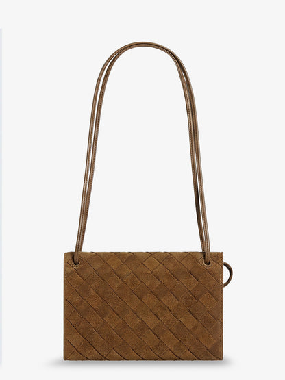 Suede crossbody bag with Intrecciato motif thumbnail