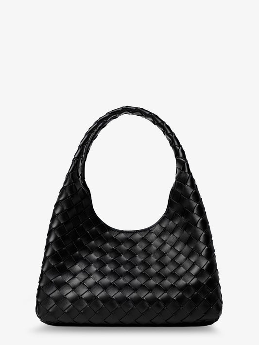 Borsa a spalla Campana in pelle con motivo Intrecciato