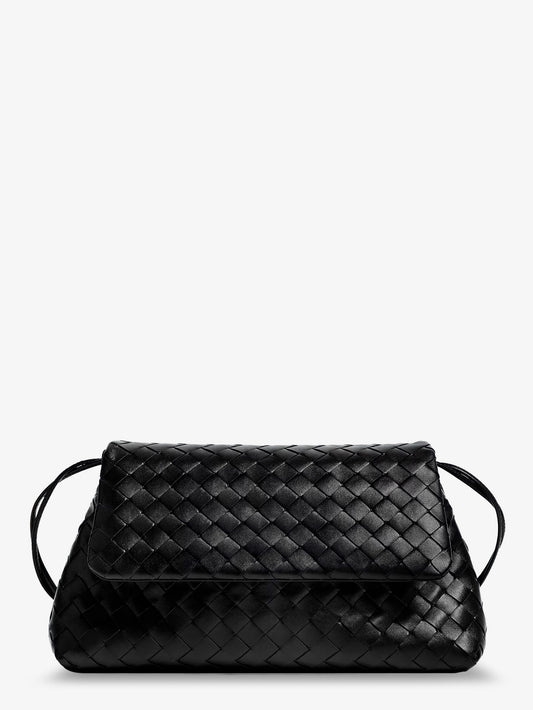 Borsa a spalla in pelle con motivo Intrecciato