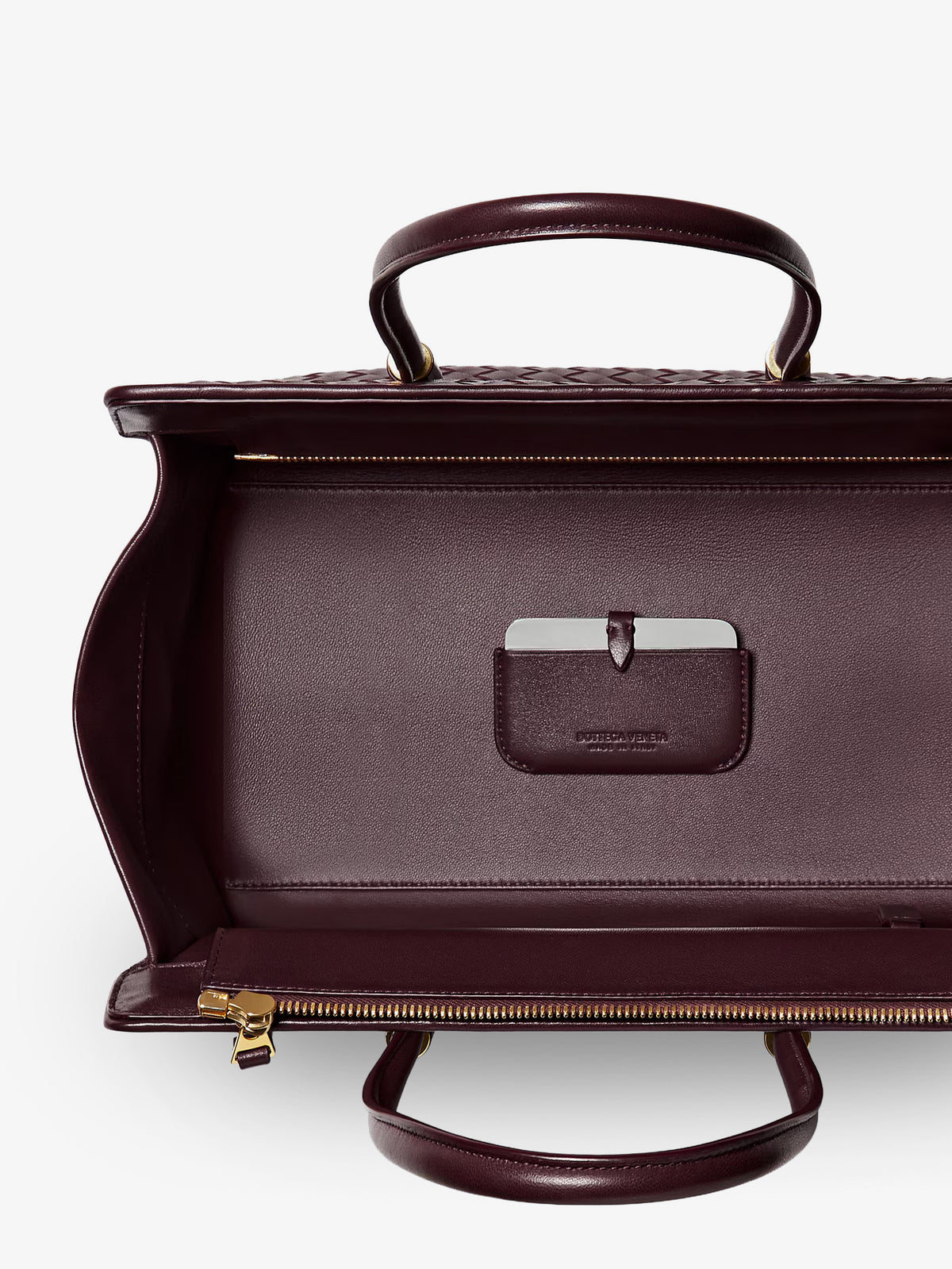Small leather tote bag with Intrecciato motif