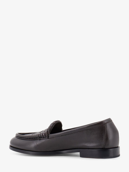 Silenzio leather loafers with Intrecciato motif thumbnail