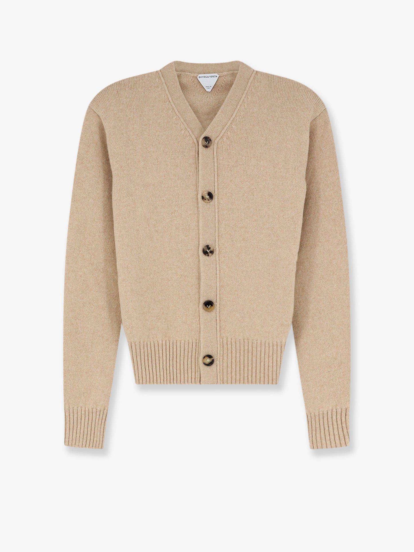 Cashmere blend cardigan with Intrecciato logo patch