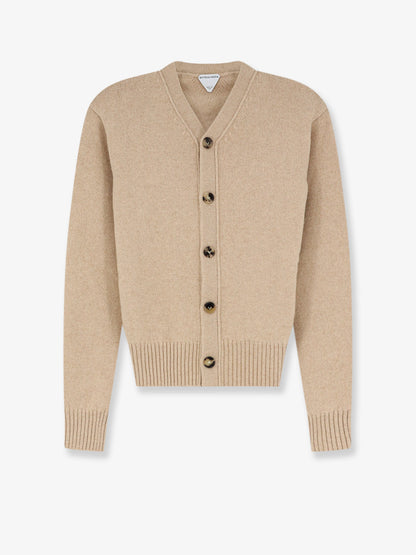 Cashmere blend cardigan with Intrecciato logo patch thumbnail