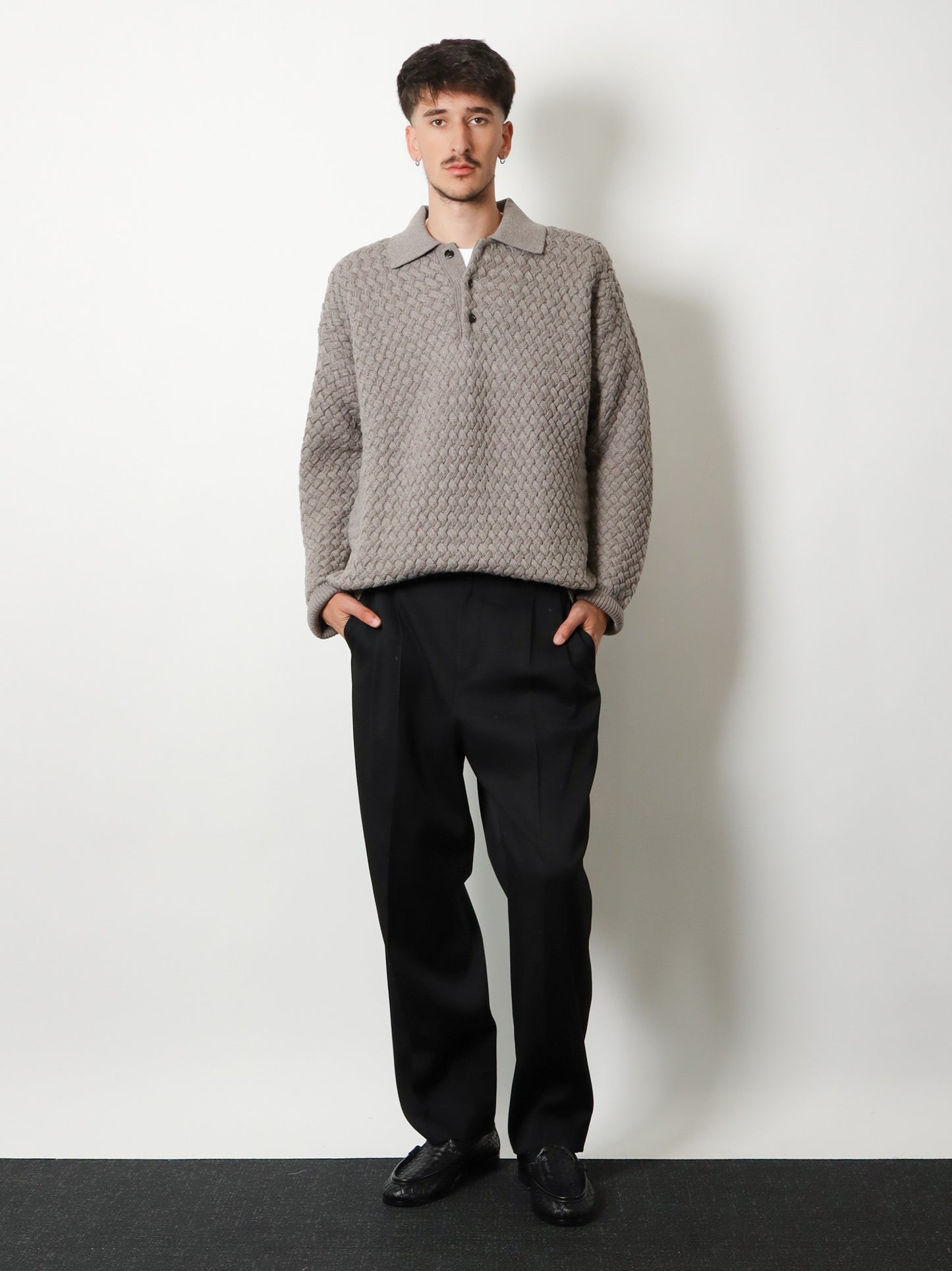 Wool sweater with Intrecciato motif