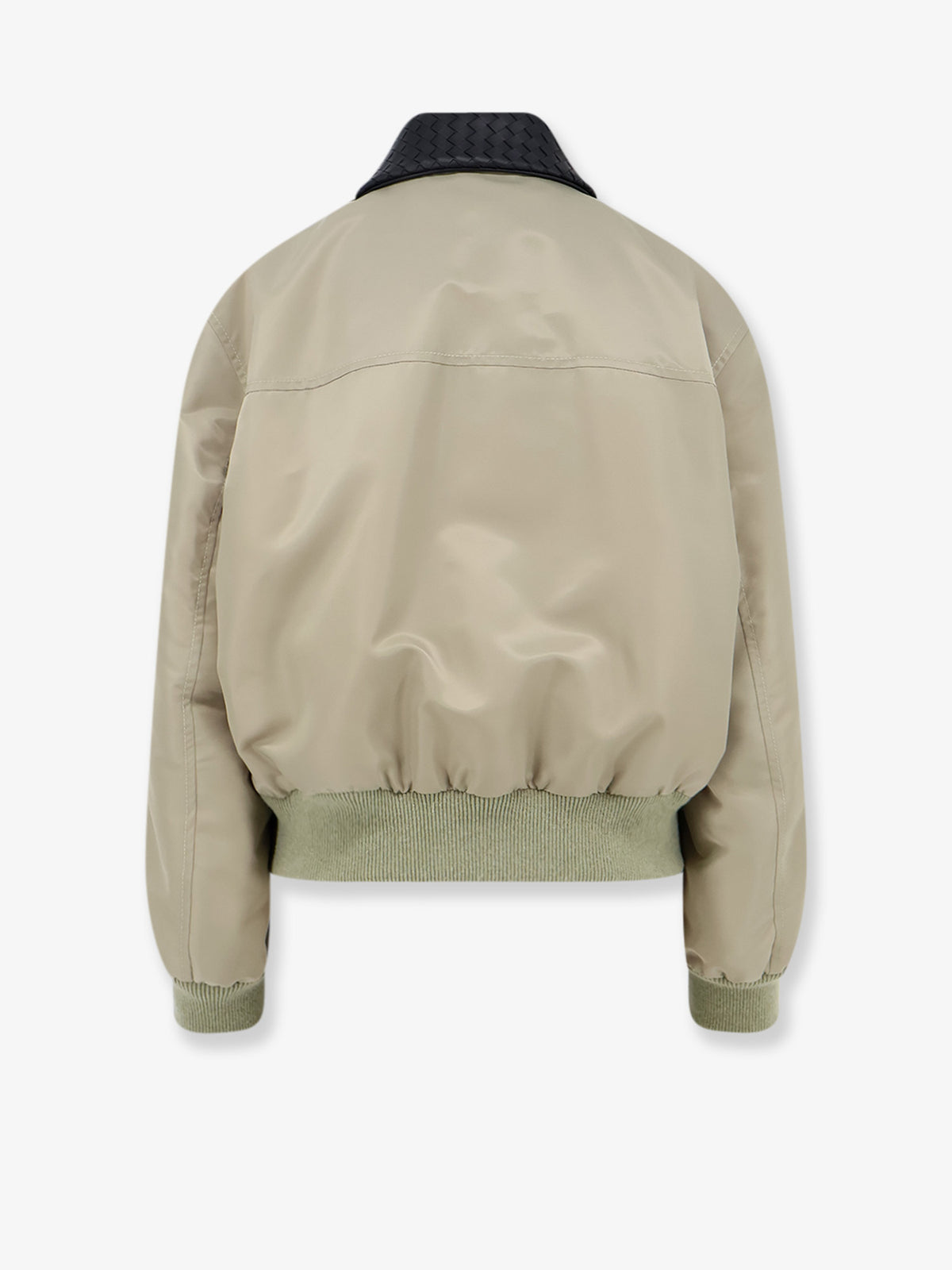 Nylon blouson with Intrecciato leather collar