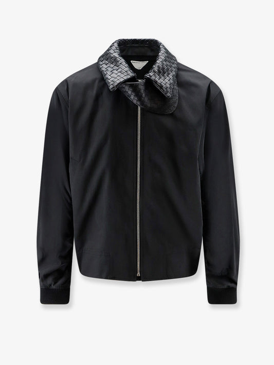 Nylon and cotton jacket with Intrecciato details