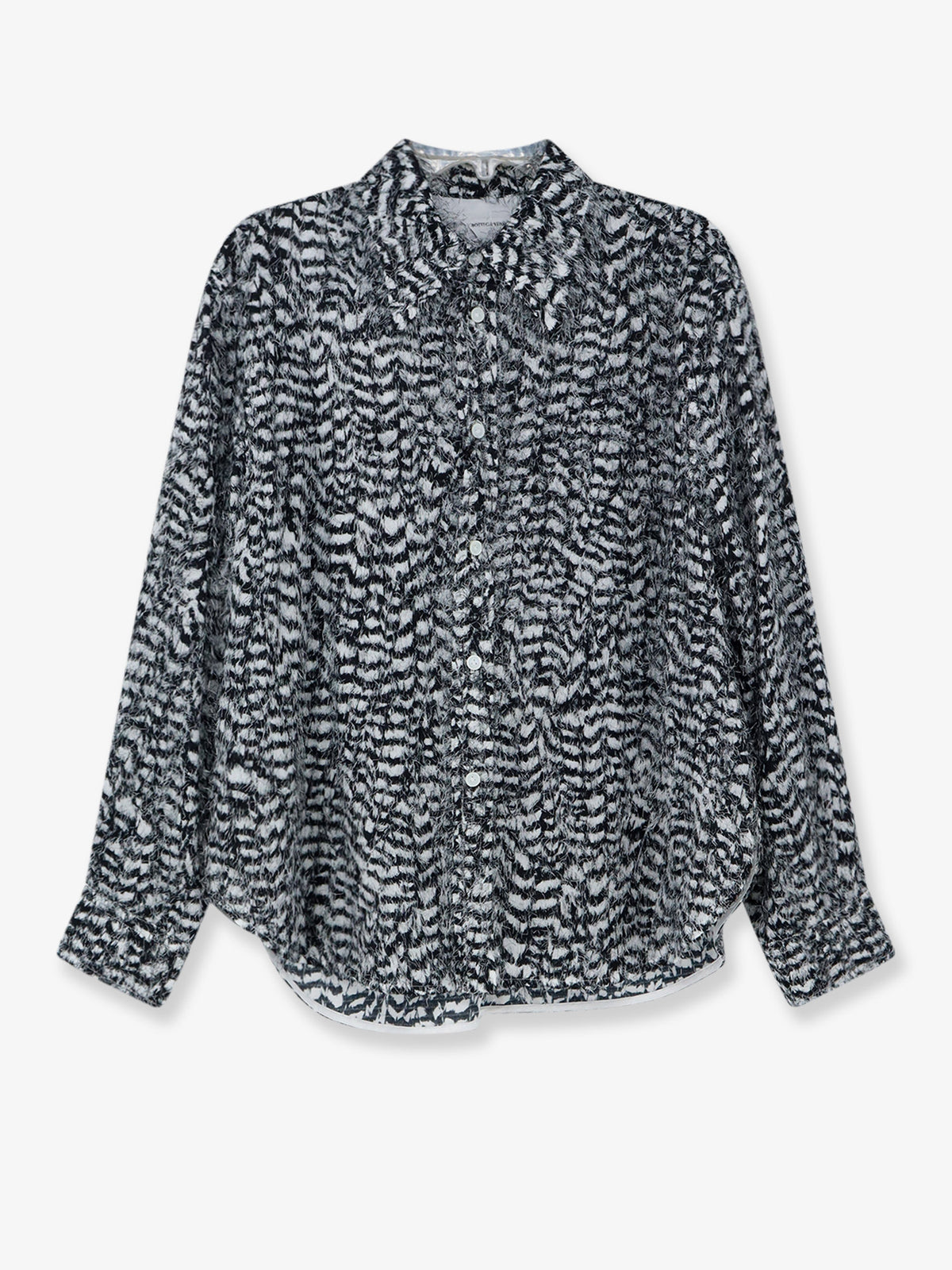 Two-tone viscose shirt with fil coupé detailing