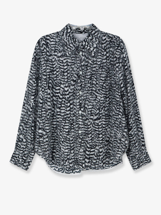 Two-tone viscose shirt with fil coupé detailing