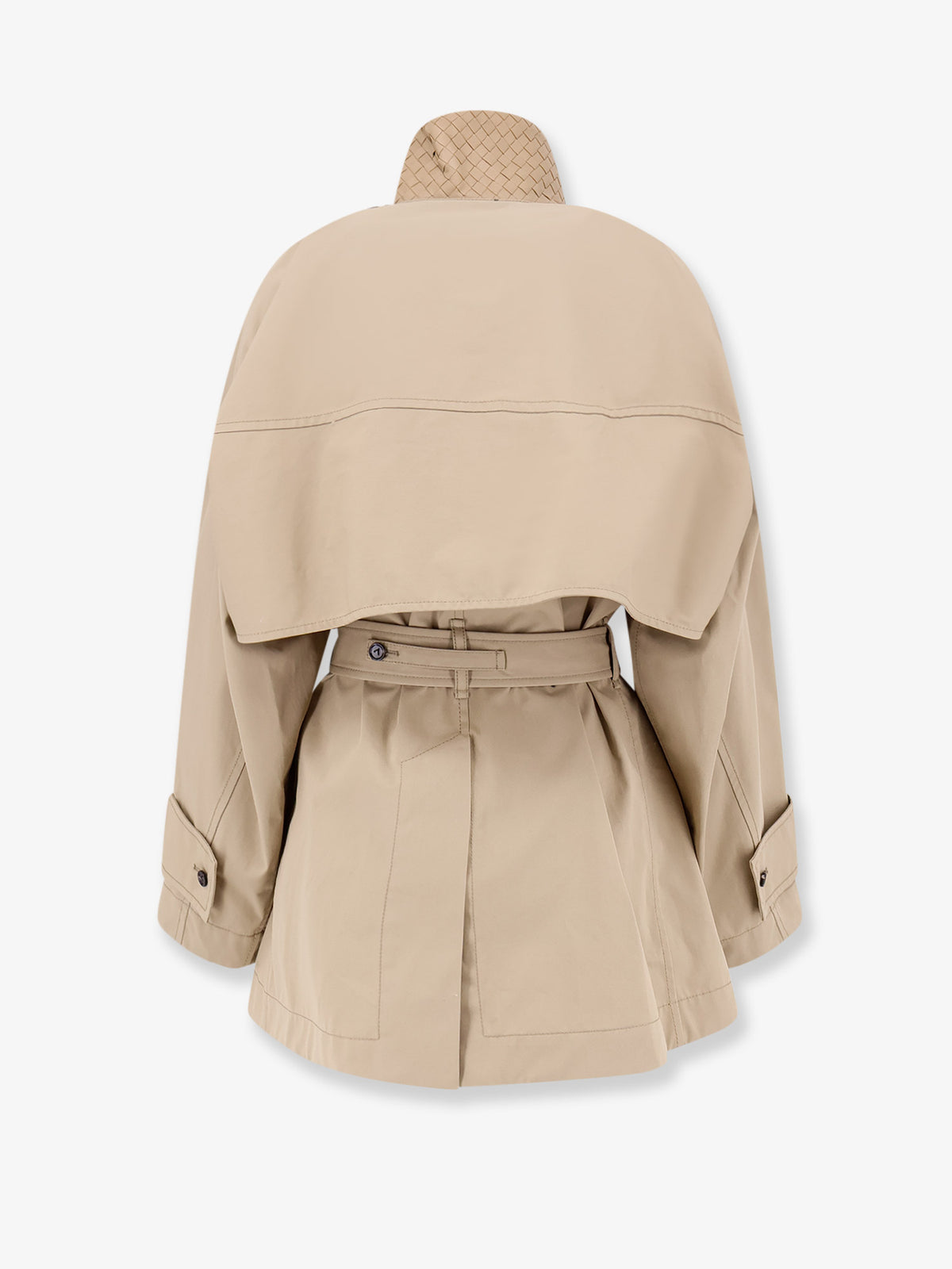 Lightweight cotton trench coat with Intrecciato leather detail