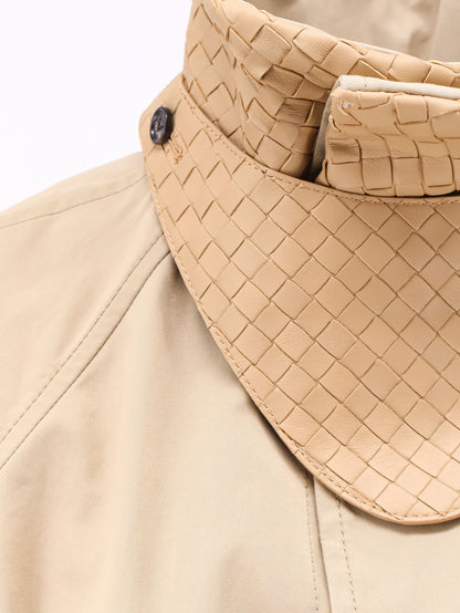 Lightweight cotton trench coat with Intrecciato leather detail thumbnail