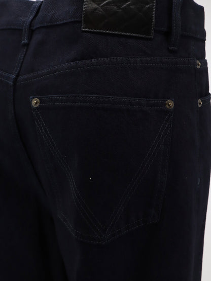 Jeans with leather patch with embossed Intrecciato motif thumbnail