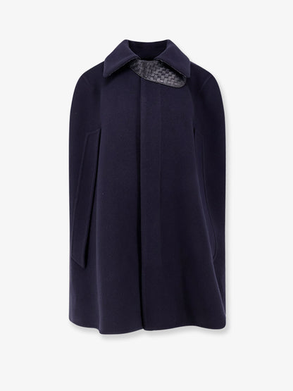 Wool and cashmere cape with Intrecciato leather detail thumbnail