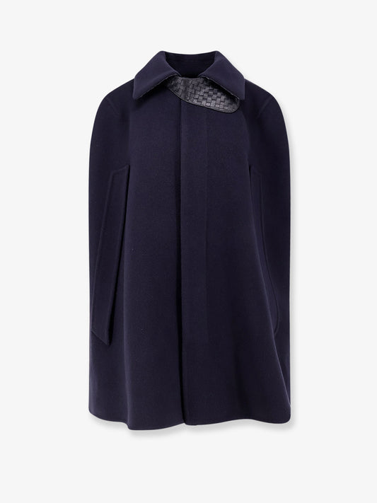 Wool and cashmere cape with Intrecciato leather detail