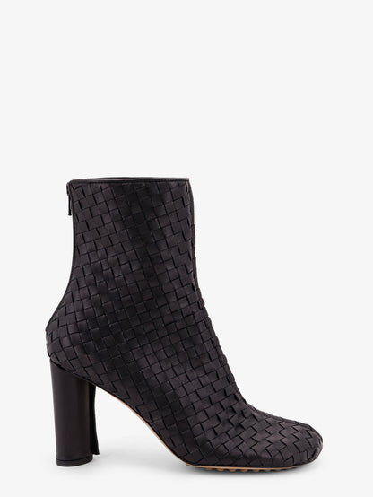 Cherry leather ankle boots with woven pattern thumbnail