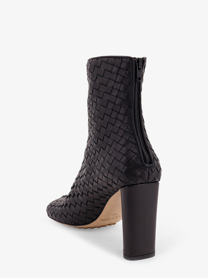 Cherry leather ankle boots with woven pattern thumbnail