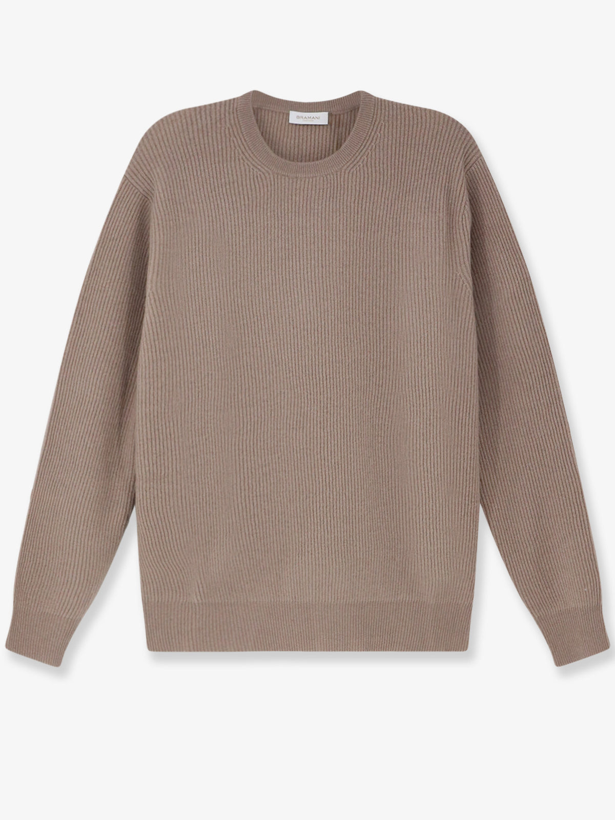 Ribbed cashmere crew neck sweater