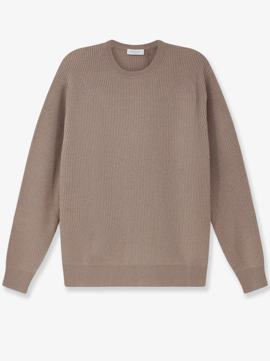 Maglia girocollo in cashmere a coste