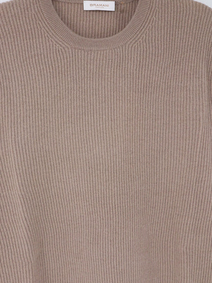 Ribbed cashmere crew neck sweater thumbnail