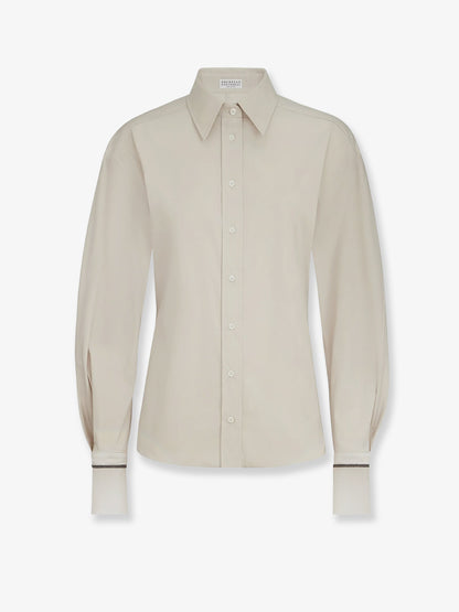 Cotton blend shirt with silk cuffs thumbnail