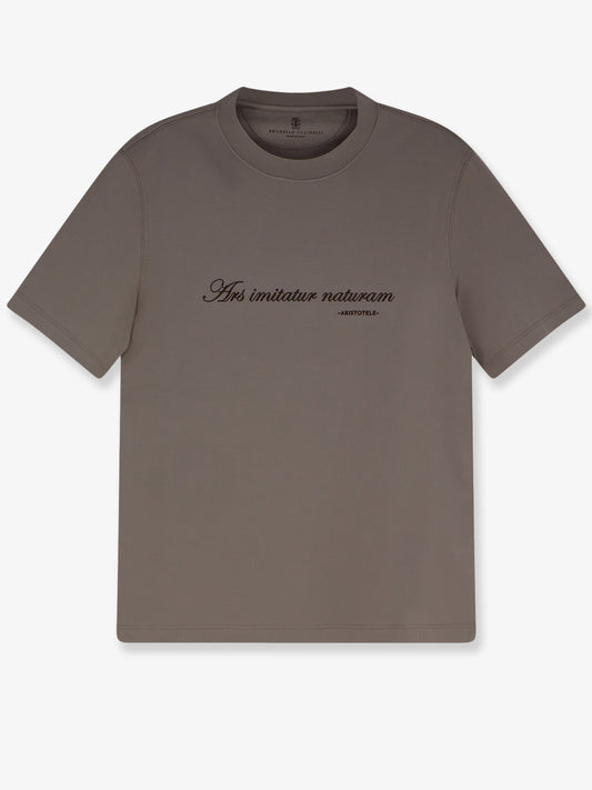 Cotton T-shirt with front embroidery