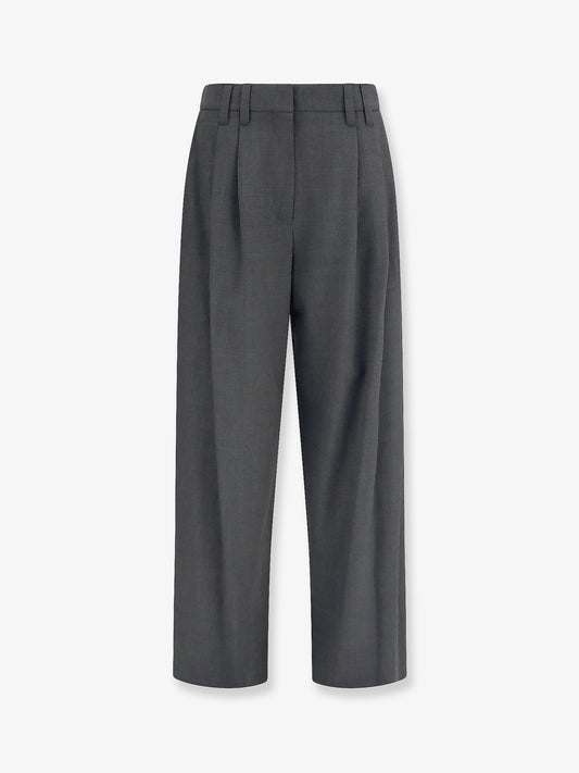 Pantaloni in misto lana vergine stretch con dettaglio Monile