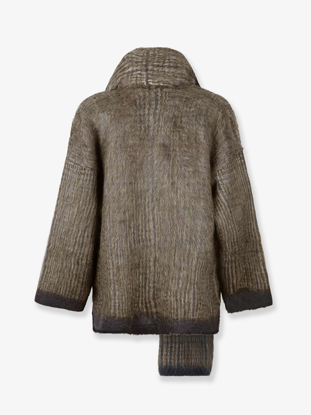 Mohair, polyamide and wool blend cardigan with an integrated scarf