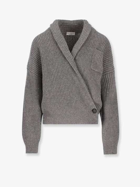 Cardigan in cashmere e seta con paillettes