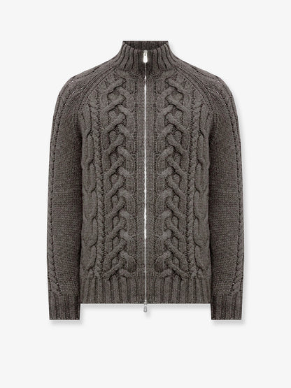 Cable knit cardigan with zip in cashmere thumbnail