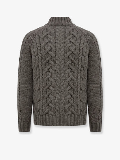 Cable knit cardigan with zip in cashmere thumbnail