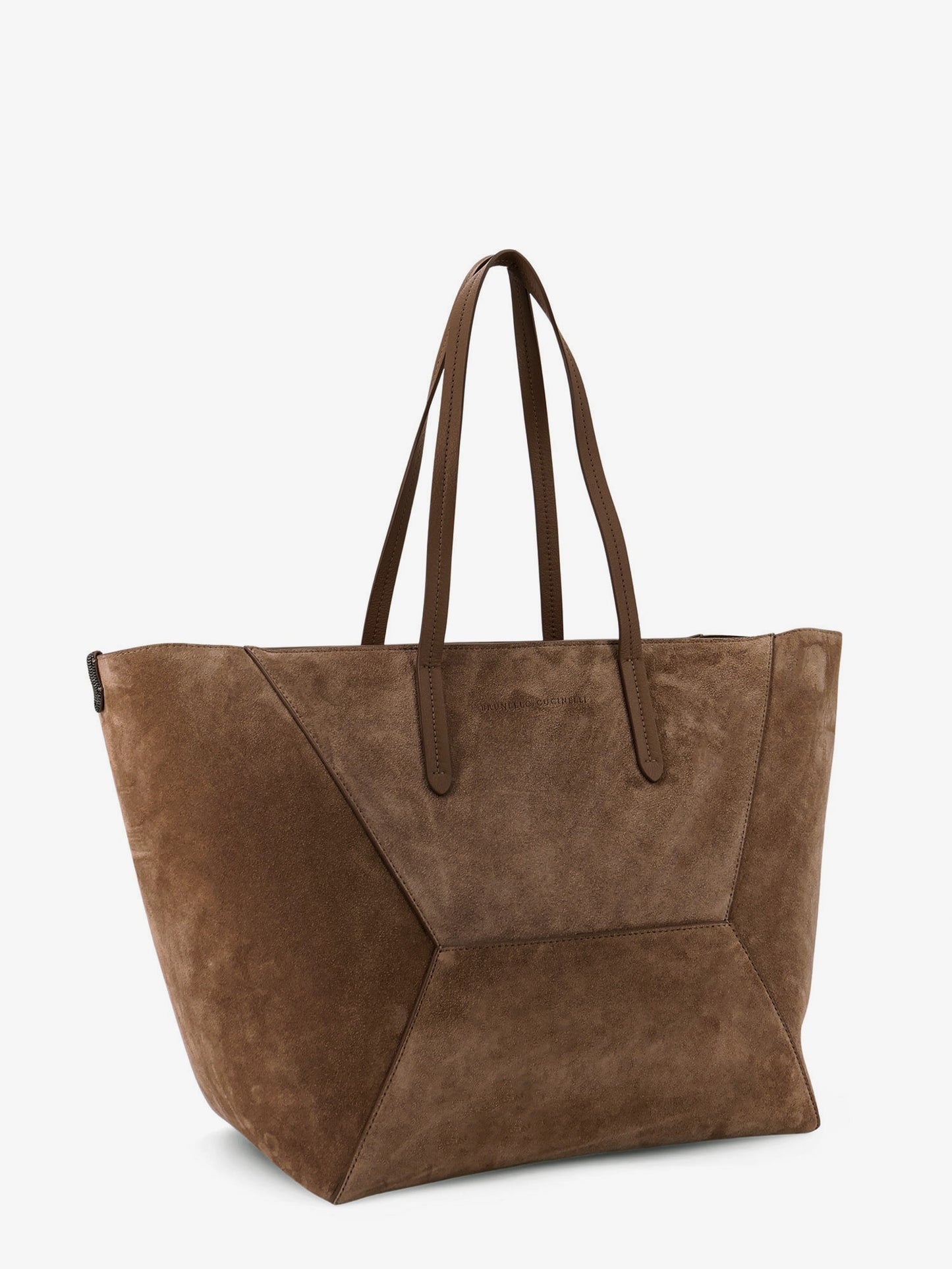 Borsa a spalla BC Duo in suede con logo inciso