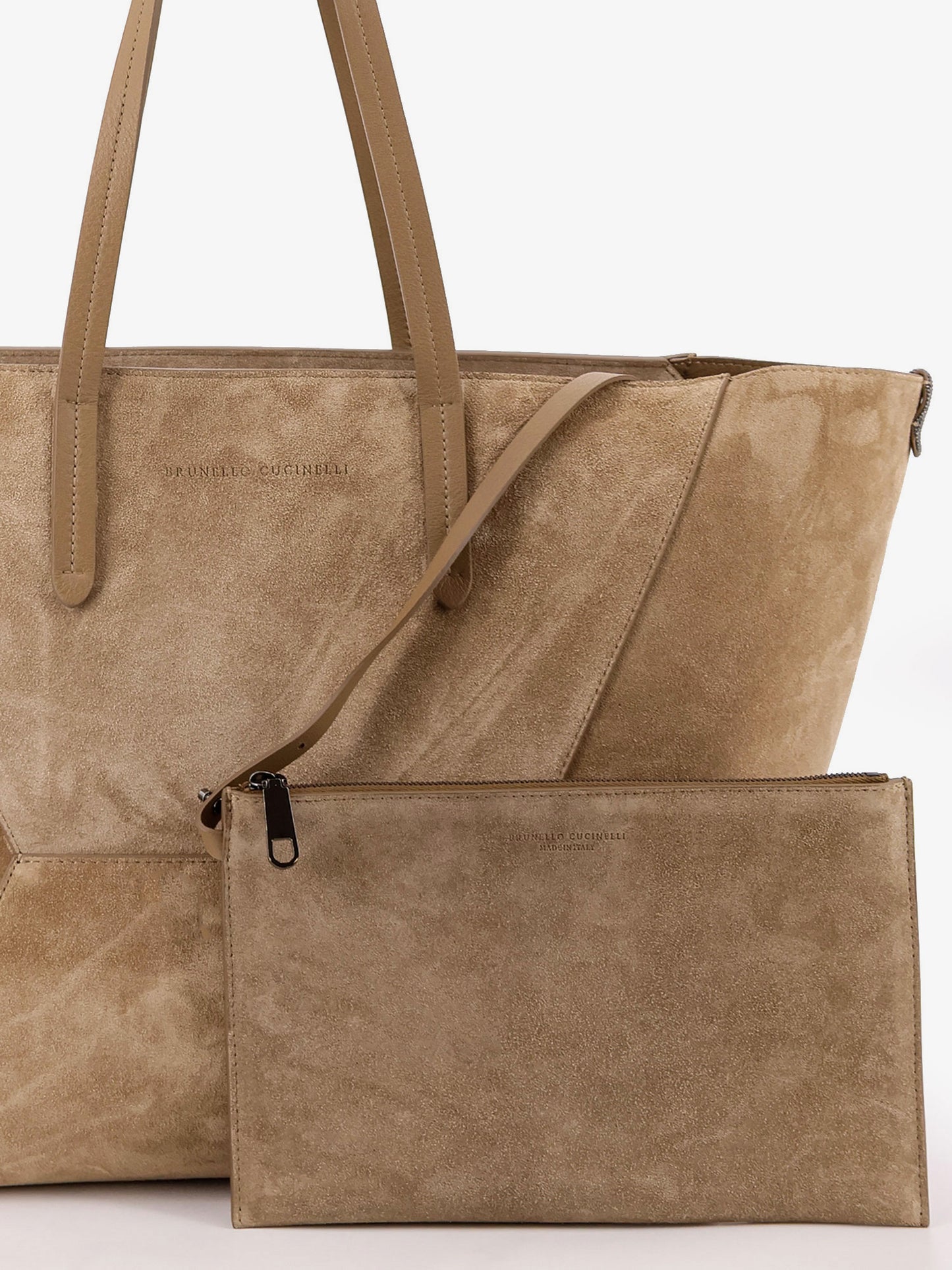 Borsa a spalla BC Duo in suede con logo inciso