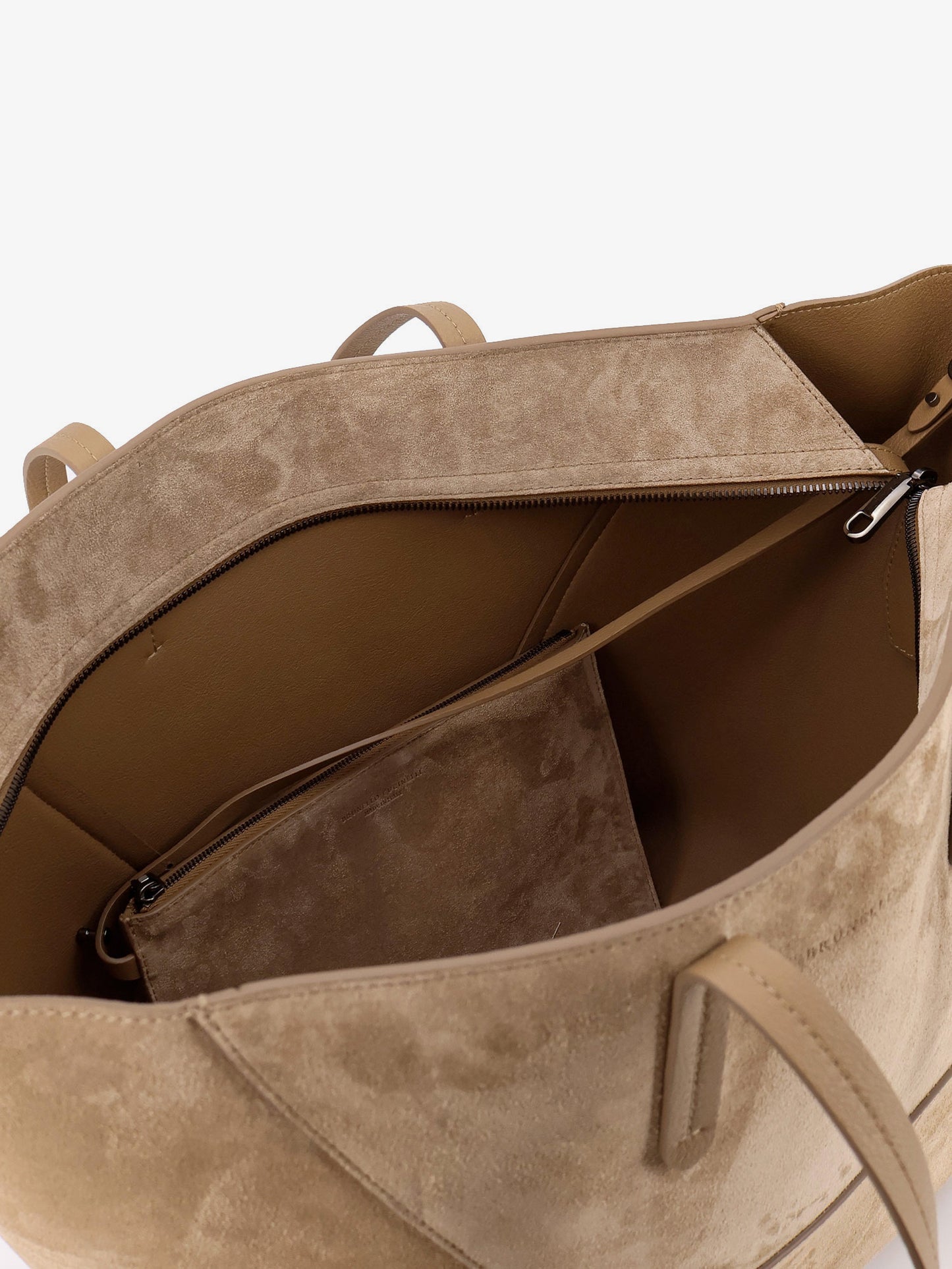 Borsa a spalla BC Duo in suede con logo inciso