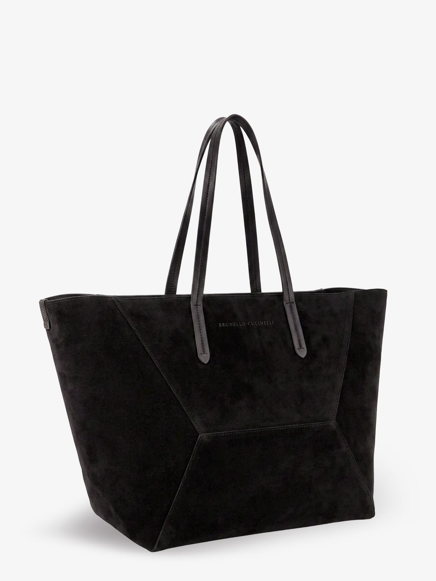 BC Duo suede shoulder bag with engraved logo