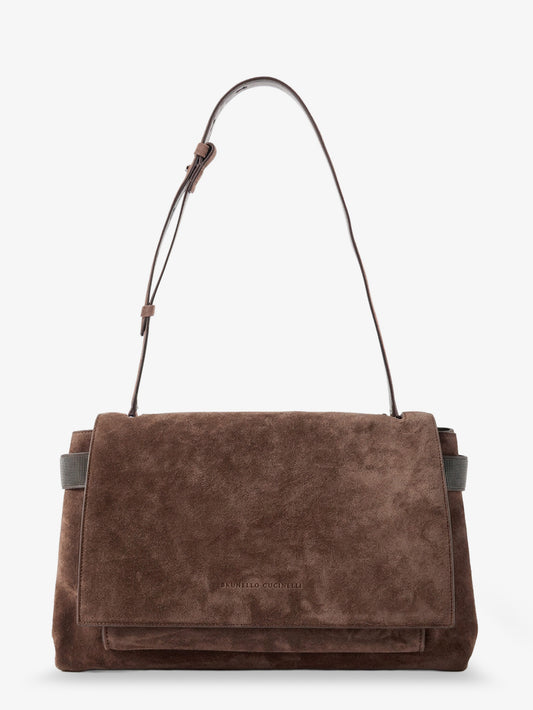 Suede crossbody bag with Monili details