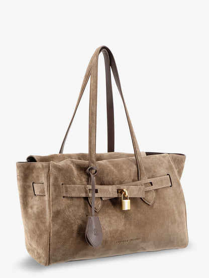Suede shoulder bag with logo padlock detail thumbnail