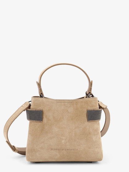 Suede shoulder bag with Monili detail thumbnail