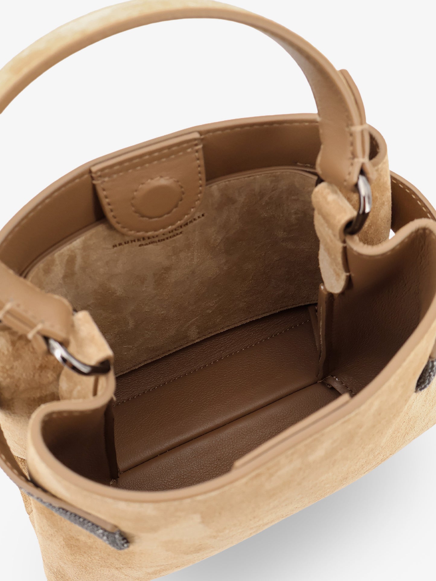 Suede shoulder bag with Monili detail