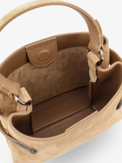 Suede shoulder bag with Monili detail thumbnail