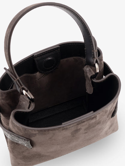 Suede crossbody bag with Monili detail thumbnail