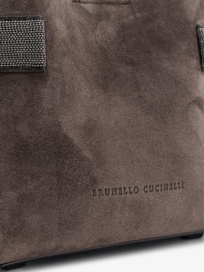 Suede crossbody bag with Monili detail thumbnail